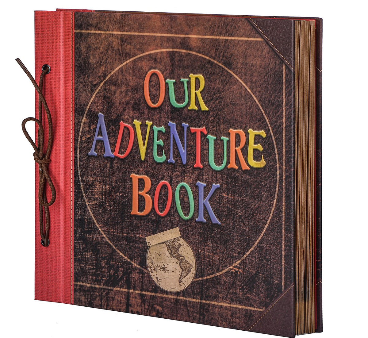 JIMBON Big Adventure Book 12x12 inch Scrapbook Photo Album, 60 Pages, 3D Retro Embossed Letter Hardcover Movie Up Travel Journal Memory Book for