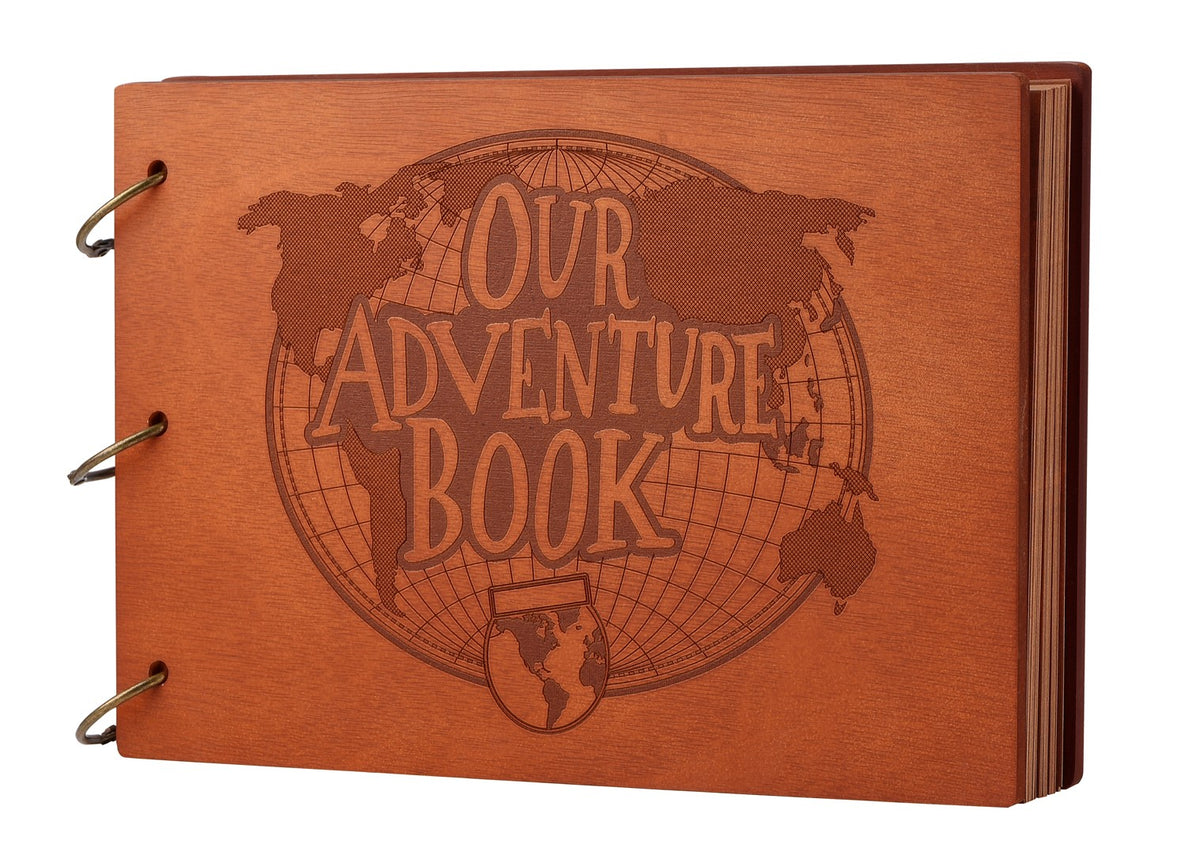  PartyKindom Our Adventure Book Wooden Scrapbook Photo Album Book  for Anniversary, Wedding Gift, Travelling, Box Package, 80 Pages+ 6 Photo  Corner Sticker : Arts, Crafts & Sewing