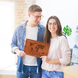 Anniversary Photo Album, Our Adventure Book Scrapbook with 3D Wooden Cover, Globe/World Map Design, 11.6 x 7.5 inches, 60 Pages