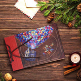 Our Adventure Book with Balloon House, Leather Cover Up Themed Vintage Scrapbook Album, Wedding Guest Book, 11.6 x 7.5 inch, 60 Pages