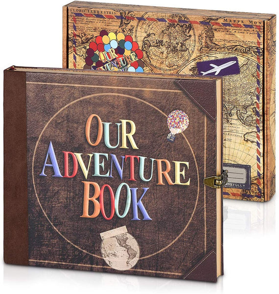 Mod La Vie Our Adventures Scrapbook Album, Travel Journal, Adventure Book Scrapbook. 8.5inchx8.5inch, 90 Tan Blank pages. Engagement Gift for