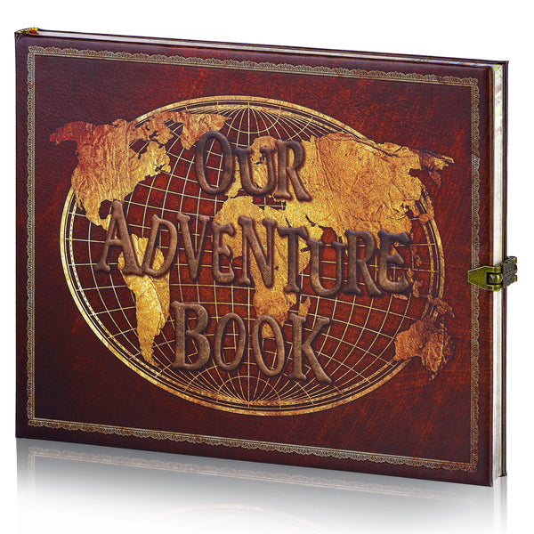 Our Adventure Book, Leather Cover with Convex Words, Up Themed Vintage