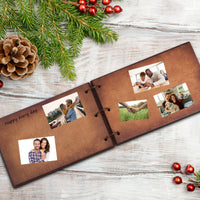 Anniversary Photo Album, Our Adventure Book Scrapbook with 3D Wooden Cover, Globe/World Map Design, 11.6 x 7.5 inches, 60 Pages