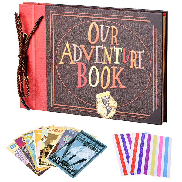 LINKEDWIN Anniversary Photo Album, Our Adventure Book Scrapbook with 3D  Wooden Cover, Globe/World Map Design, 11.6 x 7.5 inches, 60 Pages (Globe)